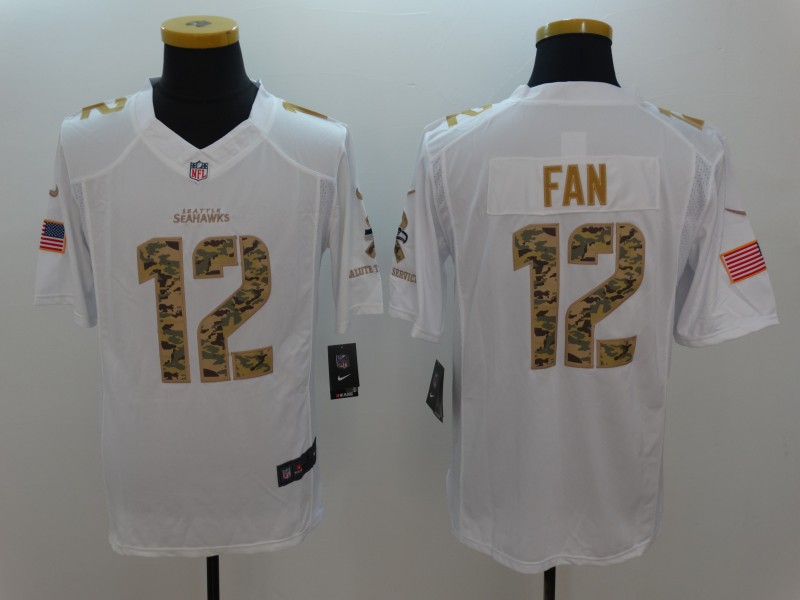 Men's Seattle Seahawks 12th Fan White Jersey